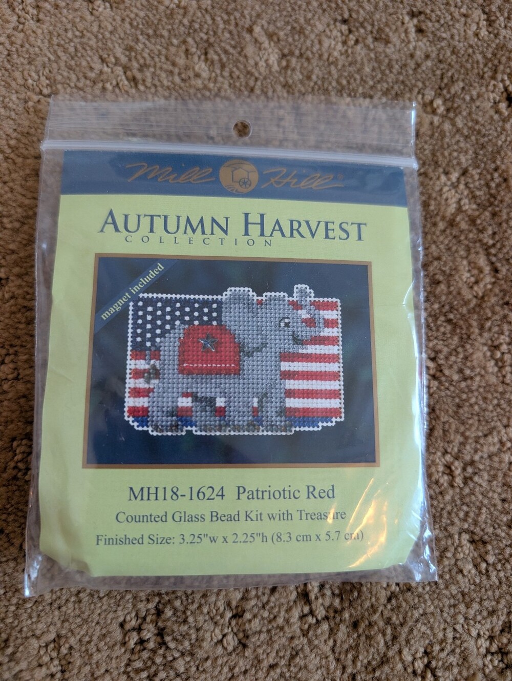 Patriotic Flag Elephant Cross Stitch Kit By Mill Hill